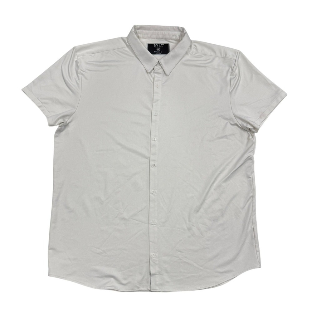 BYLT Premium Basics Button Up Shirt Mens XXL Executive Fit Short Sleeve White